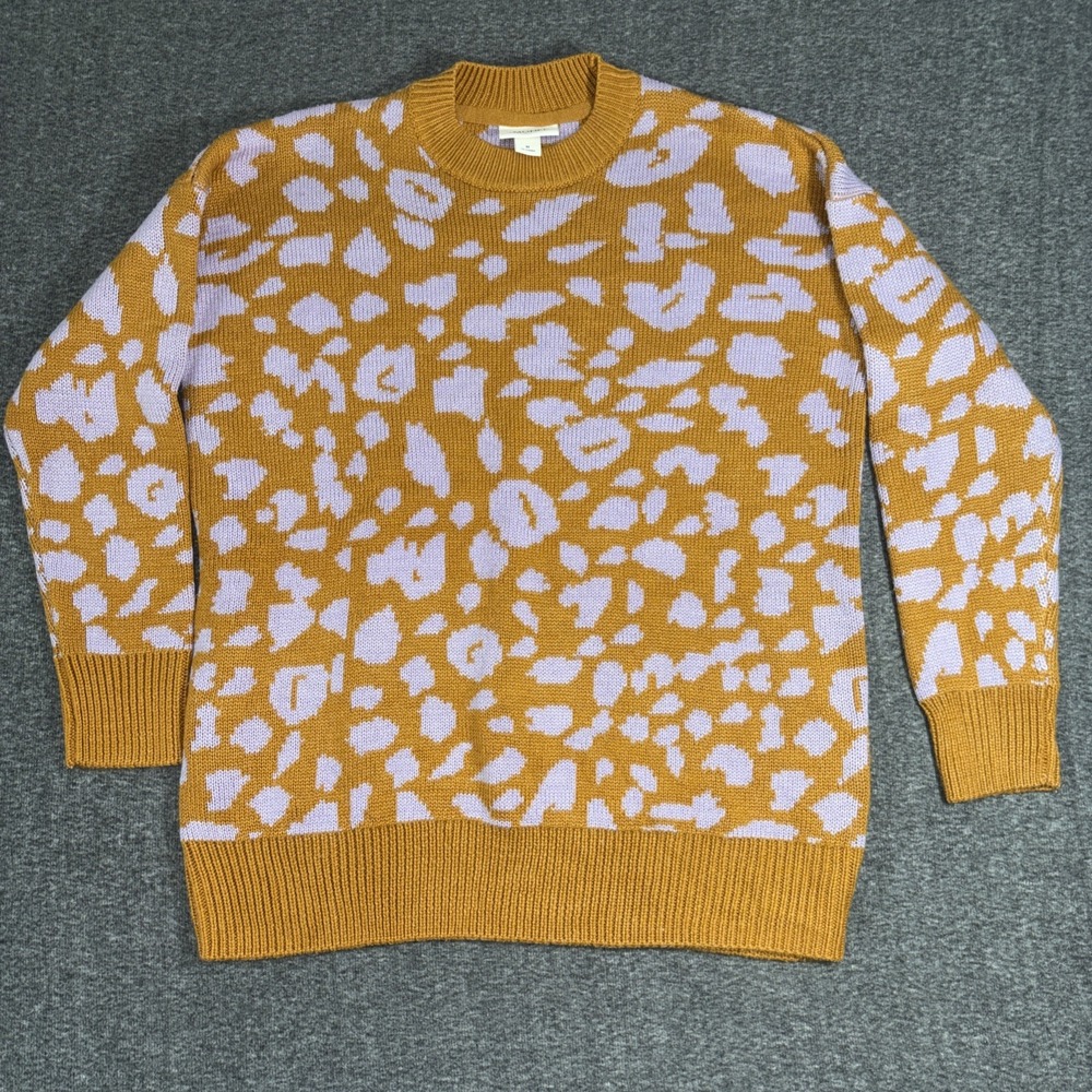 Monki Knit Jumper Sweater Women's Size Medium Orange Geometric Pattern